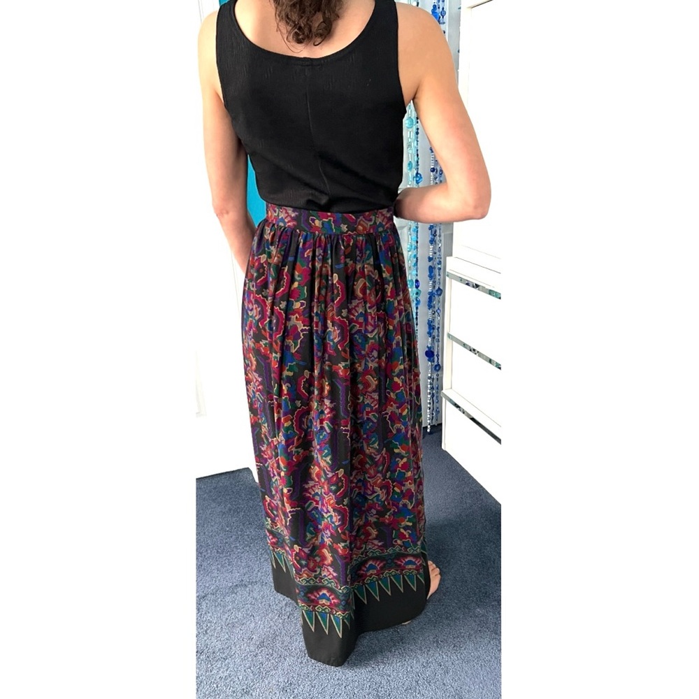 Vintage 90s Abstract Art Maxi Skirt – Custom Made, Multicoloured-gathered A-line - Picture 3 of 16